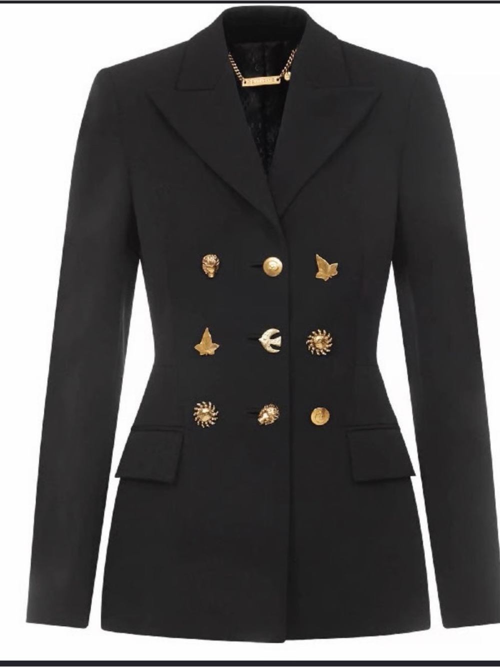 Givenchy Black Blazer with Gold Decorative Buttons and Pins